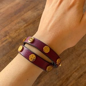 Tory Burch Double Wrap Logo Stud Bracelet